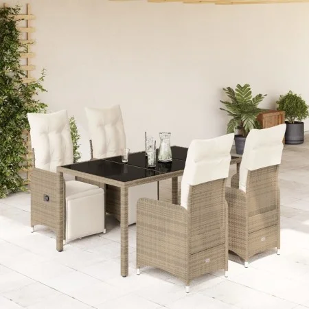Garden table and 5-piece chair set with brown synthetic rattan cushions. by , Garden sets - Ref: Foro24-3277211, Price: 627,9...
