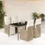 Garden table and 5-piece chair set with brown synthetic rattan cushions. by , Garden sets - Ref: Foro24-3277211, Price: 627,9...