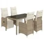 Garden table and 5-piece chair set with brown synthetic rattan cushions. by , Garden sets - Ref: Foro24-3277211, Price: 627,9...