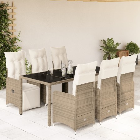 Garden table and chairs set, 7 pieces with brown PE rattan cushions. by , Garden sets - Ref: Foro24-3277213, Price: 966,91 €,...
