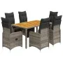 Garden table and 7-piece chairs set with gray synthetic rattan cushions. by , Garden sets - Ref: Foro24-3277160, Price: 1,00 ...