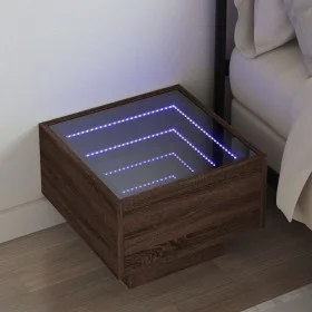 Bedside table with Infinity LED brown oak 40x40x30 cm by , Nightstands - Ref: Foro24-3284069, Price: 61,43 €, Discount: %