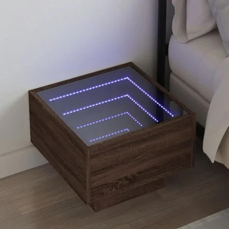 Bedside table with Infinity LED brown oak 40x40x30 cm by , Nightstands - Ref: Foro24-3284069, Price: 61,43 €, Discount: %