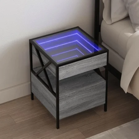 Coffee table with Infinity LED gray Sonoma 40x40x51 cm by , Nightstands - Ref: Foro24-3284104, Price: 89,12 €, Discount: %