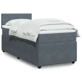 Dark gray velvet box spring bed with mattress 80x200 cm by , Beds and slatted bases - Ref: Foro24-3287591, Price: 358,24 €, D...