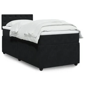 Box spring bed with black velvet mattress 100x200 cm by , Beds and slatted bases - Ref: Foro24-3287676, Price: 352,75 €, Disc...