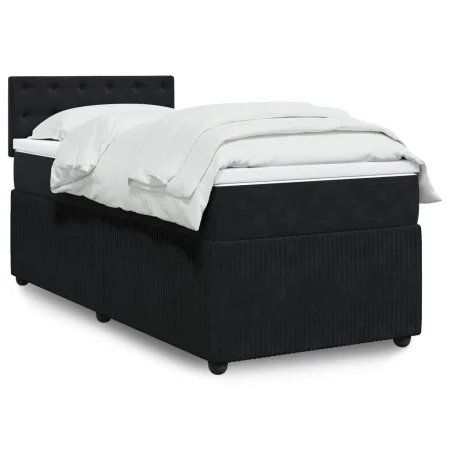 Box spring bed with black velvet mattress 100x200 cm by , Beds and slatted bases - Ref: Foro24-3287676, Price: 352,75 €, Disc...