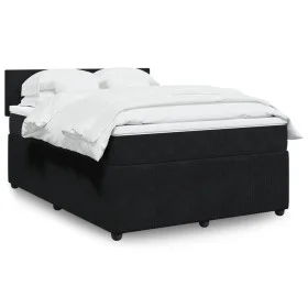 Box spring bed with black velvet mattress 160x200 cm by , Beds and slatted bases - Ref: Foro24-3287778, Price: 524,98 €, Disc...