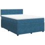 Box spring bed with blue velvet mattress 160x200 cm by , Beds and slatted bases - Ref: Foro24-3287786, Price: 582,41 €, Disco...
