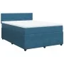 Box spring bed with blue velvet mattress 160x200 cm by , Beds and slatted bases - Ref: Foro24-3287786, Price: 543,90 €, Disco...