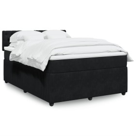 Box spring bed with black velvet mattress 160x200 cm by , Beds and slatted bases - Ref: Foro24-3287790, Price: 547,56 €, Disc...