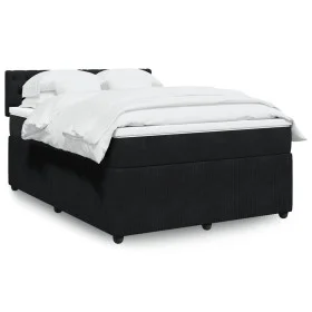 Box spring bed with black velvet mattress 160x200 cm by , Beds and slatted bases - Ref: Foro24-3287790, Price: 538,72 €, Disc...