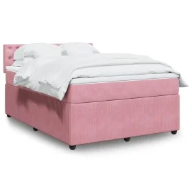 Cama box spring con colchón terciopelo rosa 160x200 cm de , Camas y somieres - Ref: Foro24-3287799, Precio: 529,57 €, Descuen...