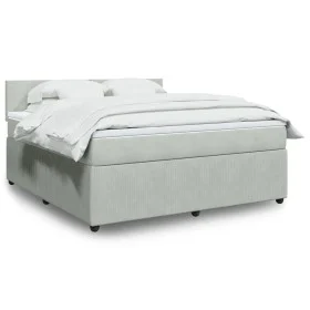 Box spring bed with light gray velvet mattress 180x200 cm by , Beds and slatted bases - Ref: Foro24-3287800, Price: 662,10 €,...