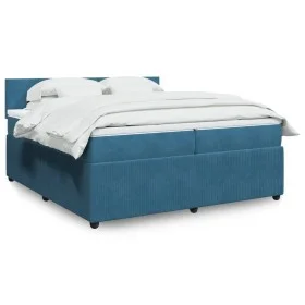 Box spring bed with blue velvet mattress 200x200 cm by , Beds and slatted bases - Ref: Foro24-3287828, Price: 667,39 €, Disco...