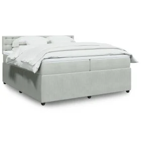 Box spring bed with light gray velvet mattress 200x200 cm by , Beds and slatted bases - Ref: Foro24-3287842, Price: 695,64 €,...