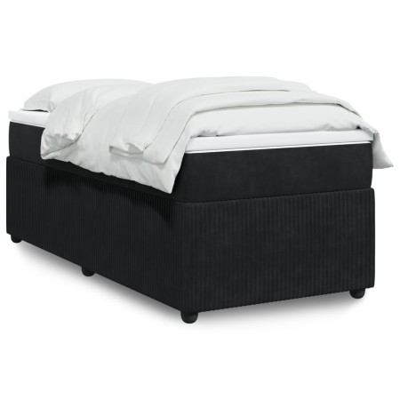 Box spring bed with black synthetic leather mattress 90x190 cm by , Beds and slatted bases - Ref: Foro24-3285610, Price: 300,...
