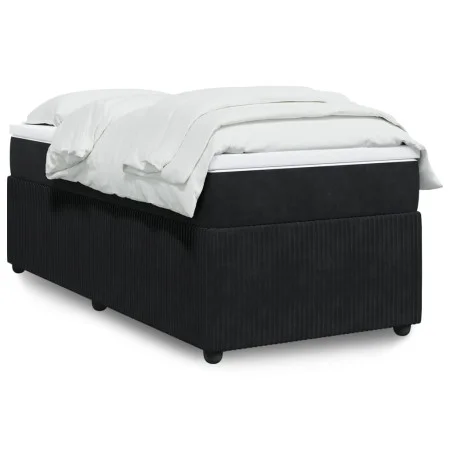Box spring bed with black synthetic leather mattress 90x190 cm by , Beds and slatted bases - Ref: Foro24-3285610, Price: 304,...