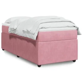 Box spring bed with a pink velvet mattress 90x200 cm by , Beds and slatted bases - Ref: Foro24-3285619, Price: 310,81 €, Disc...