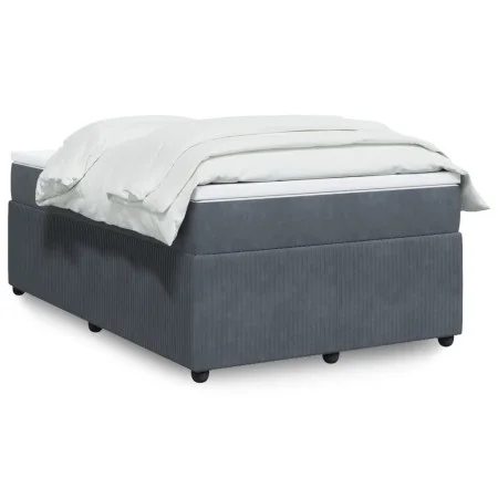 Dark gray velvet box spring bed with mattress 120x190 cm by , Beds and slatted bases - Ref: Foro24-3285627, Price: 429,84 €, ...