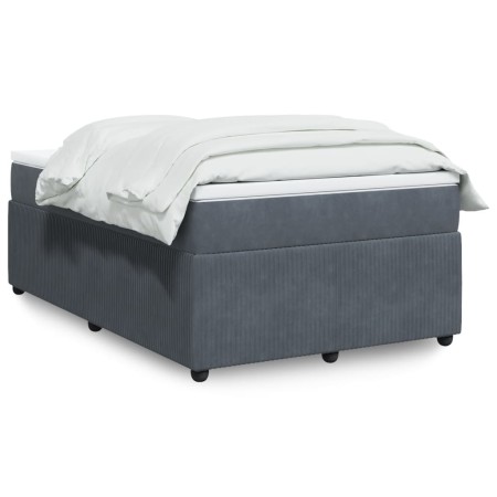 Dark gray velvet box spring bed with mattress 120x200 cm by , Beds and slatted bases - Ref: Foro24-3285633, Price: 400,64 €, ...