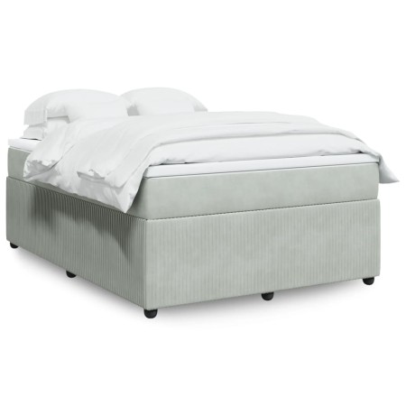 Boxspringbett mit hellgrauem Samtmatratze 140x190 cm. von , Betten und Lattenroste - Ref: Foro24-3285638, Preis: 450,57 €, Ra...