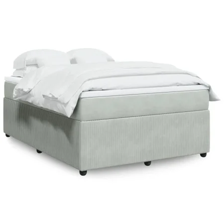 Cama box spring con colchón terciopelo gris claro 140x190 cm de , Camas y somieres - Ref: Foro24-3285638, Precio: 444,36 €, D...