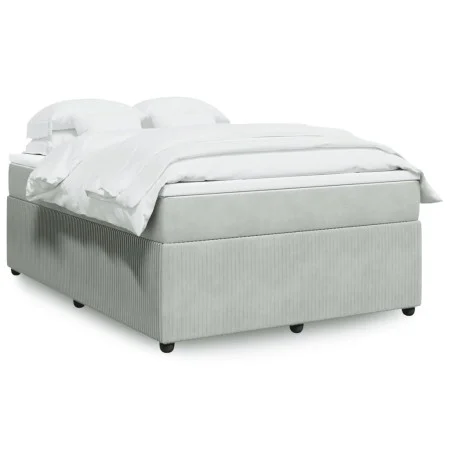 Boxspringbett mit hellgrauem Samtmatratze 140x200 cm. von , Betten und Lattenroste - Ref: Foro24-3285644, Preis: 442,62 €, Ra...