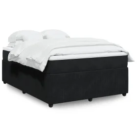 Box spring bed with black velvet mattress 140x200 cm by , Beds and slatted bases - Ref: Foro24-3285646, Price: 489,26 €, Disc...