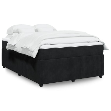 Cama box spring con colchón terciopelo negro 140x200 cm de , Camas y somieres - Ref: Foro24-3285646, Precio: 505,90 €, Descue...