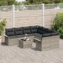 Conjunto de sofá de jardín 9 pcs Gris Claro Poliratán