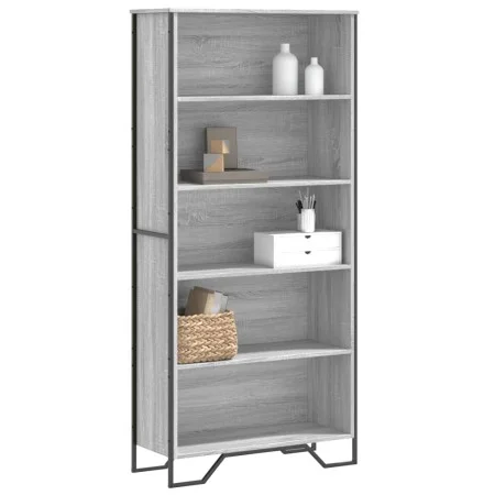 Engineered wood bookshelf in Sonoma gray color, 80x31x169 cm by , Bookcases and shelves - Ref: Foro24-3295315, Price: 92,30 €...