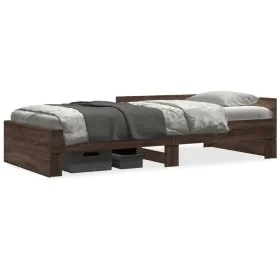 Engineered wood bed frame in brown oak, 75x190 cm. by , Beds and slatted bases - Ref: Foro24-849599, Price: 93,85 €, Discount: %