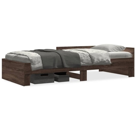 Engineered wood bed frame in brown oak, 75x190 cm. by , Beds and slatted bases - Ref: Foro24-849599, Price: 87,88 €, Discount: %