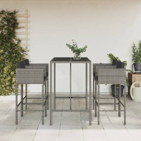 5-piece bar furniture set with gray synthetic rattan cushions by , Garden sets - Ref: Foro24-3203925, Price: 539,71 €, Discou...