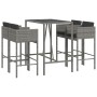 5-teiliges Bar-Set mit grauen Polstern aus synthetischem Rattan. von , Gartensets - Ref: Foro24-3203925, Preis: 539,71 €, Rab...