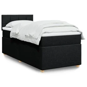 Single box spring bed with black fabric mattress by , Beds and slatted bases - Ref: Foro24-3286859, Price: 307,10 €, Discount: %