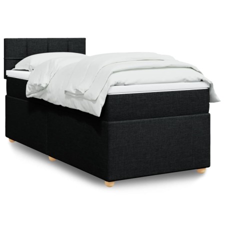 Single box spring bed with black fabric mattress by , Beds and slatted bases - Ref: Foro24-3286859, Price: 330,50 €, Discount: %