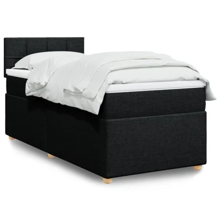 Single box spring bed with black fabric mattress by , Beds and slatted bases - Ref: Foro24-3286859, Price: 307,10 €, Discount: %