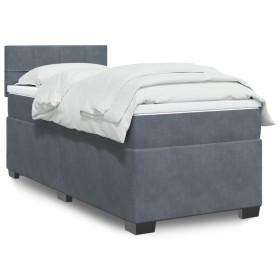 Einzelnes Boxspringbett mit dunkelgrauem Samtmatratze. von , Betten und Lattenroste - Ref: Foro24-3288770, Preis: 334,69 €, R...