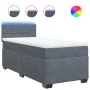 Single box spring bed with dark gray velvet mattress by , Beds and slatted bases - Ref: Foro24-3288770, Price: 342,04 €, Disc...