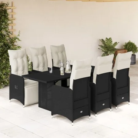 Garden table and chairs set, 7 pieces, with black PE rattan cushions. by , Garden sets - Ref: Foro24-3277141, Price: 967,43 €...