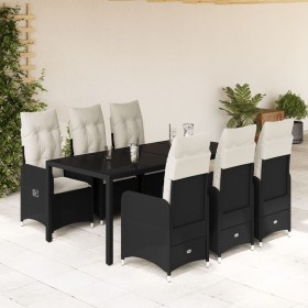 Garden table and chairs set, 7 pieces, with black PE rattan cushions. by , Garden sets - Ref: Foro24-3276993, Price: 766,06 €...