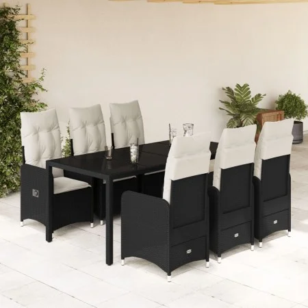 Set de mesa y sillas de jardín 7 pzas y cojines ratán PE negro de , Conjuntos de jardín - Ref: Foro24-3276993, Precio: 908,20...