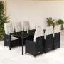 Set de mesa y sillas de jardín 7 pzas y cojines ratán PE negro de , Conjuntos de jardín - Ref: Foro24-3276993, Precio: 766,41 €