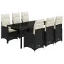 Set de mesa y sillas de jardín 7 pzas y cojines ratán PE negro de , Conjuntos de jardín - Ref: Foro24-3276993, Precio: 908,20...