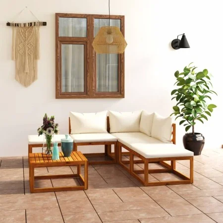 Garden furniture set, 6 pieces with cushions, solid acacia wood. by , Garden sets - Ref: Foro24-3098664, Price: 529,57 €, Dis...