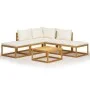 Garden furniture set, 6 pieces with cushions, solid acacia wood. by , Garden sets - Ref: Foro24-3098664, Price: 529,57 €, Dis...