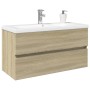 Zweiteiliges Badezimmermöbel-Set aus Keramik und Ingenieurholz. von , Badezimmermöbel - Ref: Foro24-3307660, Preis: 226,62 €,...