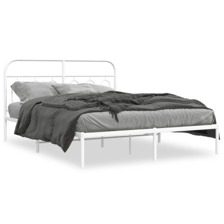Metallbettgestell mit weißem Kopfteil 135x190 cm von , Betten und Lattenroste - Ref: Foro24-377165, Preis: 98,78 €, Rabatt: %